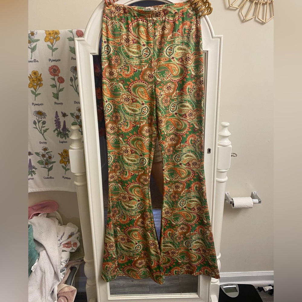 NATURAL LIFE paisley print flare leggings